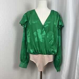 Strut Bolt Top Womens Large Green Bodysuit Four Leaf Clover St Patricks Day